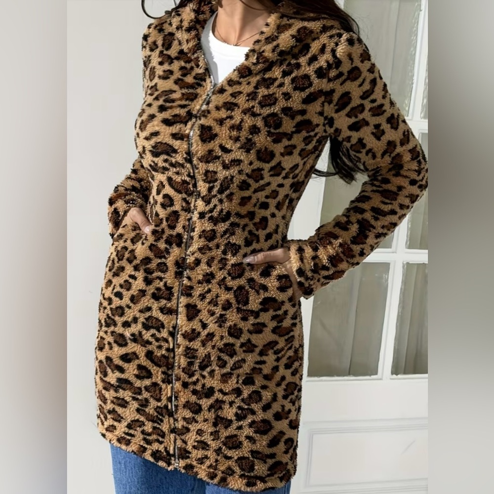 Leopard Print Faux Fur Jacket